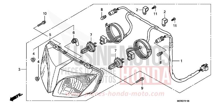 PROJECTEUR (CBF600S/SA) de CBF600S ABS PEARL NIGHTSTAR BLACK (NHA84) de 2009